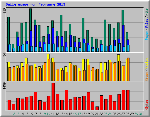 Daily usage for February 2013