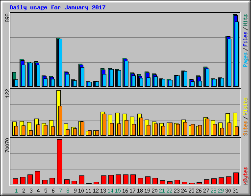 Daily usage for January 2017