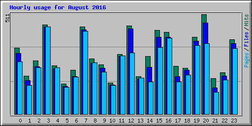 Hourly usage for August 2016
